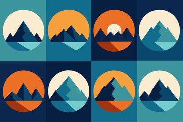 Geometric mountain landscape collage