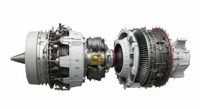 Detailed cross section of a modern jet engine turbine