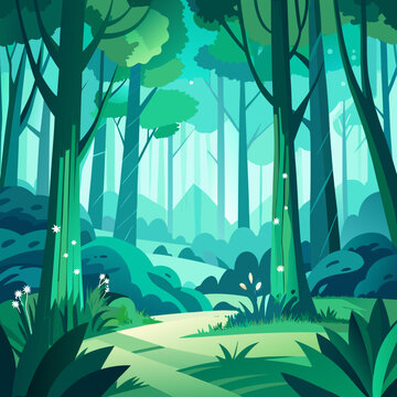 Enchanted Forest Path With Lush Green Trees