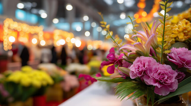 Traditional celebration with vibrant festival atmosphere display cultural gathering with festive environment shown clearly spring celebration with colorful decorations visible