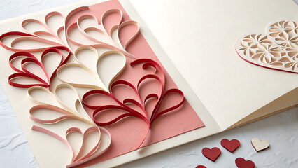 Valentine&rsquo;s Day Love Concept with Romantic Design, Greeting Card Background With Rose, Romantic Template Mockup, Valentines Day Card With Hearts.