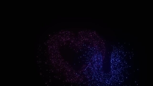 fireworks explosion with valentine's day  i love u animation and alpha channel