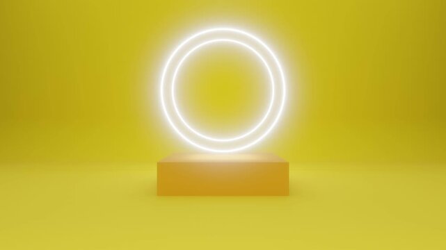 White Neon Light Product Background, Yellow Color, 4K Video Looping