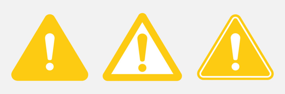 Warning attention caution sign set, alert symbols with exclamation mark