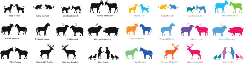 Fototapeta premium Vector colorful deer silhouettes, icons or illustrations for design, branding or marketing materials
