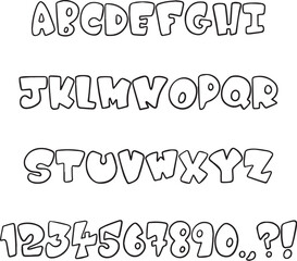 Cartoon bubble handwritten sketch typography font lettering ABC cartoon vector text