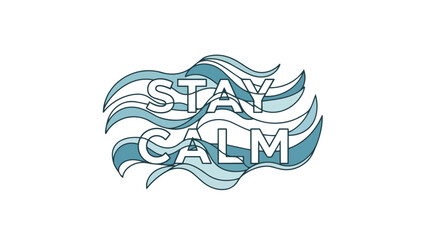 Serene blue wave patterns gently enveloping a tranquil 'Stay Calm' message design