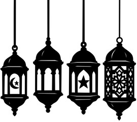 Obraz premium Ramadan Lantern Silhouette Set