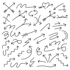 various hand drawn arrow outline doodles