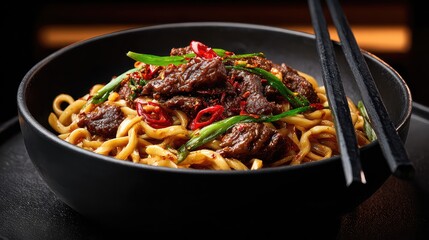 Old Friend Noodles featuring slow-cooked beef, glossy noodles, fried garlic, Guangxi Cuisine, Chinese Cuisine