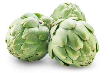 Obraz premium French artichokes isolated on white background. File contains clipping paths.
