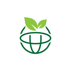 Modern simple leaf globe logo vector