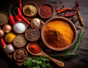 assorted spices for cooking vibrant flavors and ingredients culinary essentials for diverse dishes