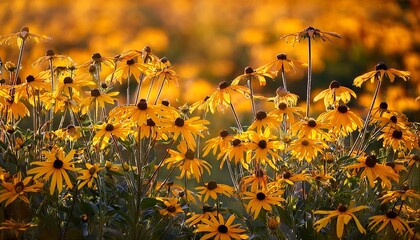 vibrant yellow black eyed susan flowers field
