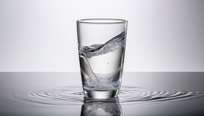 a modern tumbler style water glass floating on a clean white background