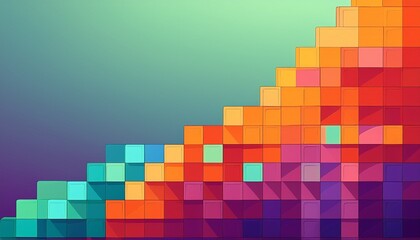 neurodiversity at work modular design using colorful square blocks in ascending layers side gradient background with space for text