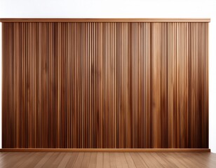 a minimalist wooden panel with vertical slats isolated on white background