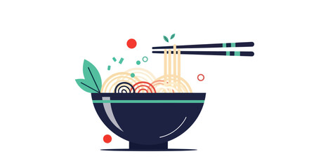 Noodle bowl with chopsticks vector illustration © Kalimasada