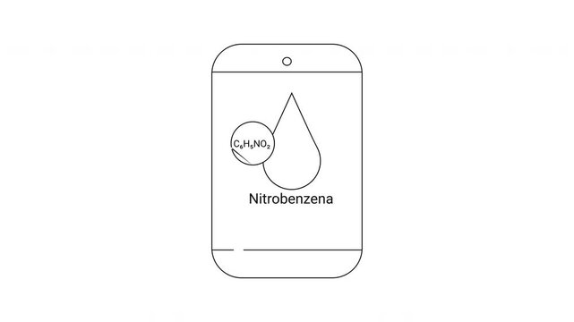 Nitrobenzene Chemical Structure Illustration - Educational Chemistry Concept.