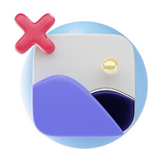 3D Liquid Glass Delete Photo Icon for Remove and Trash