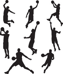 Basketball Player Silhouettes in Action Poses sport