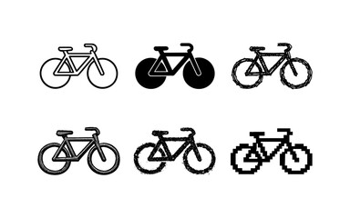 Obraz premium Collection of six different bicycle icons in various styles and textures