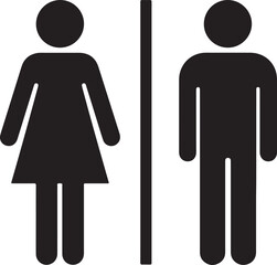 Black and white icons for male and female restrooms