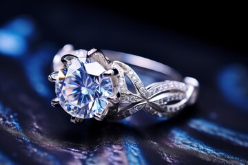 Naklejka premium Diamond ring sparkling with brilliance, representing luxury, love, and commitment
