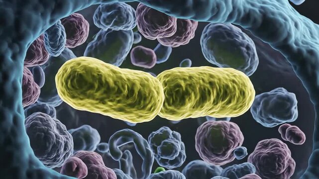 TB bacteria surviving inside macrophages. Inside the immune cell, the bacterium prevents the normal destruction process by blocking lysosome fusion