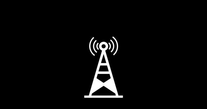 Wifi icon animation on black background. Wifi icon symbolizing internet access. Glowing neon wifi error stoke icon concept