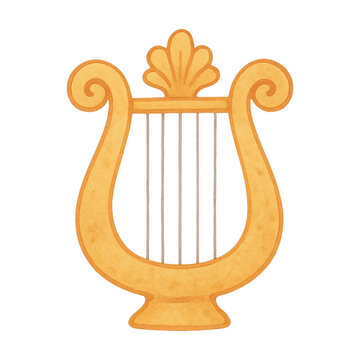 PNG Golden lyre musical instrument illustration.