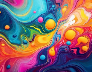 abstract background of colorful liquid paint mixing fluid art with vibrant swirls and bubbles modern acrylic marbling texture