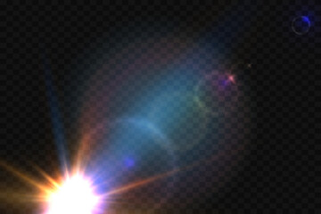 Colorful Lens Flare Light Effect on Dark Background