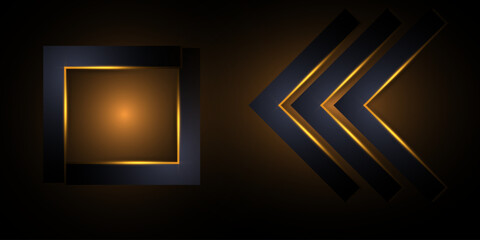 Dark Technology Background with Orange Arrows and Frame