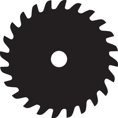 Black Circular Saw Blade with Teeth on White tool industrial