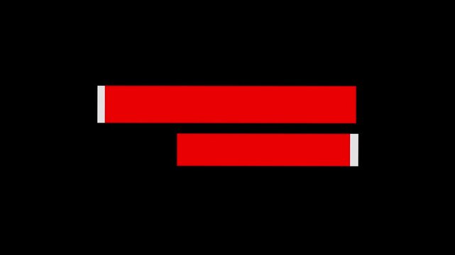 Red lower third title bars animation isolated on black background