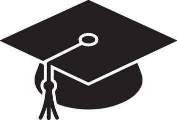 Black Graduation Cap Icon With Tassel mortarboard academic cap