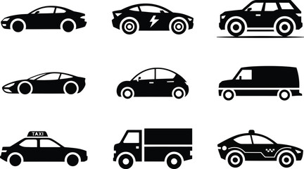 Collection of various car silhouettes