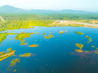 Aerial view lake or pond in krabi thailand