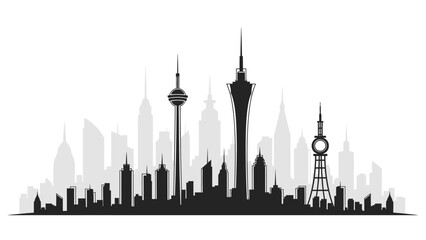 Obraz premium Modern City Skyline Silhouette at Dusk - Urban Landscape