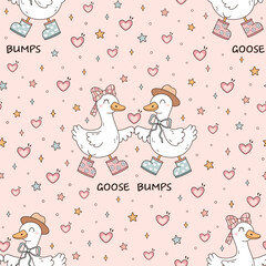 Coquette goose bumps seamless pattern, Silly goose on the loose, Funny goosebumps background, Sarcastic goose meme design.