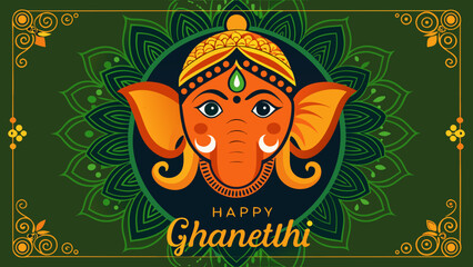 Vibrant ganesha idol adorned with intricate designs and traditional patterns Vector