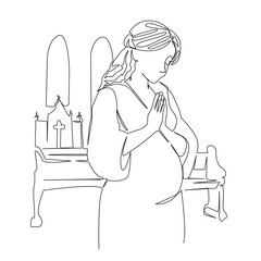 One continuous single drawing line art flat doodle woman, faith, catholic, hope, pray, christian,...
