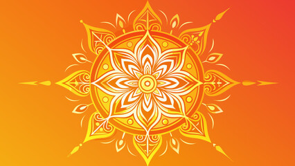 A vibrant and intricate mandala design with a warm color gradient background Vector