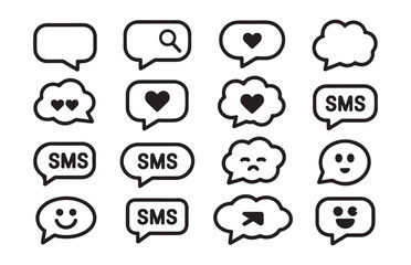 Obraz premium Chat bubble icons set SMS message notification cloud thinking bubble speech dialog