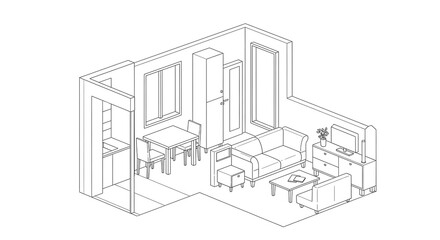 Fototapeta premium A blurry black and white architectural drawing of a building's interior