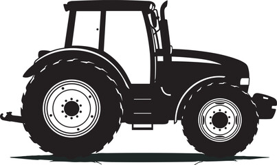 Black Silhouette of a Modern Farm Tractor Heavy Agricultural Machinery for Farming Fieldwork Plowing and Harvest Operations Isolated on White Background Vector Illustration Art © ShutterSpell