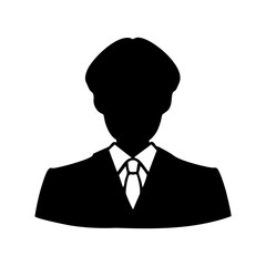 礼装スーツの若い男性　モノクロシルエットイラスト