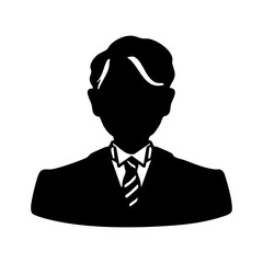 礼装スーツの男性　中年シニア　モノクロシルエットイラスト