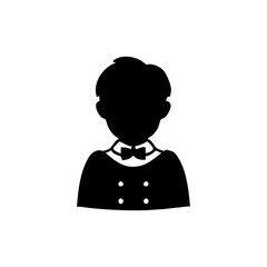 蝶ネクタイをした　小さな男の子のモノクロシルエットイラスト